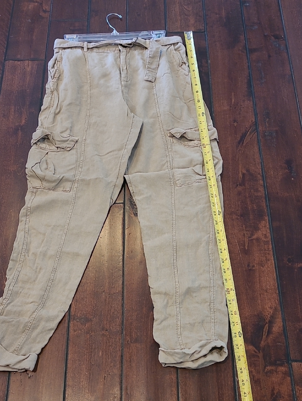 Nicole Miller Beige Cargo Pants with Belt Size M - Picture 4 of 7
